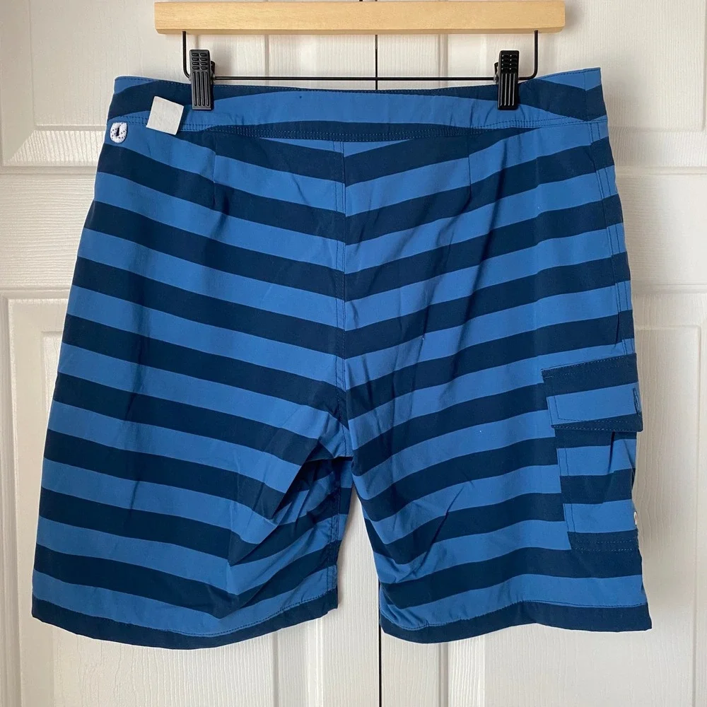 J.Crew Board Shorts Mens 33 Blue Striped Cargo‎ Pocket Swim Trunks K8187 beach
